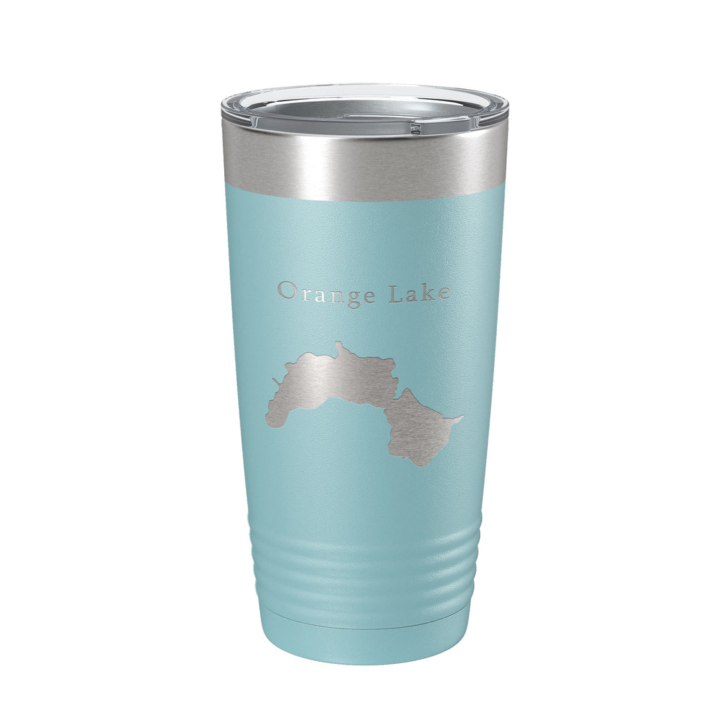 Orange Lake Map Tumbler Travel Mug Insulated Laser Engraved Coffee Cup Maine 20 oz