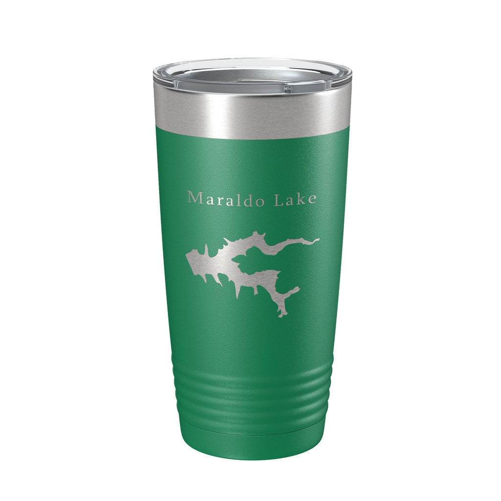 Maraldo Lake Map Tumbler Travel Mug Insulated Laser Engraved Coffee Cup Illinois 20 oz