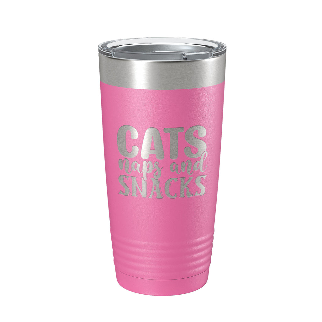 Cats Naps And Snacks Tumbler Travel Mug Funny Cat Lover Gift Insulated Laser Engraved Coffee Cup 20 oz