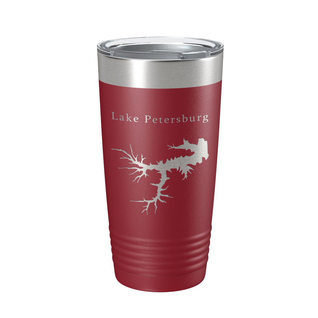 Lake Petersburg Map Tumbler Travel Mug Insulated Laser Engraved Coffee Cup Illinois 20 oz