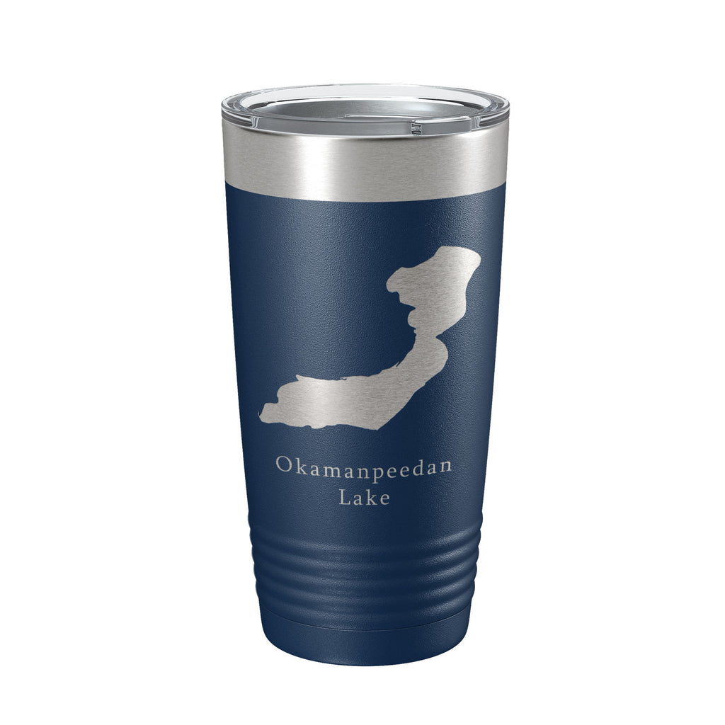 Okamanpeedan Lake Map Tumbler Travel Mug Insulated Laser Engraved Coffee Cup Iowa Minnesota 20 oz