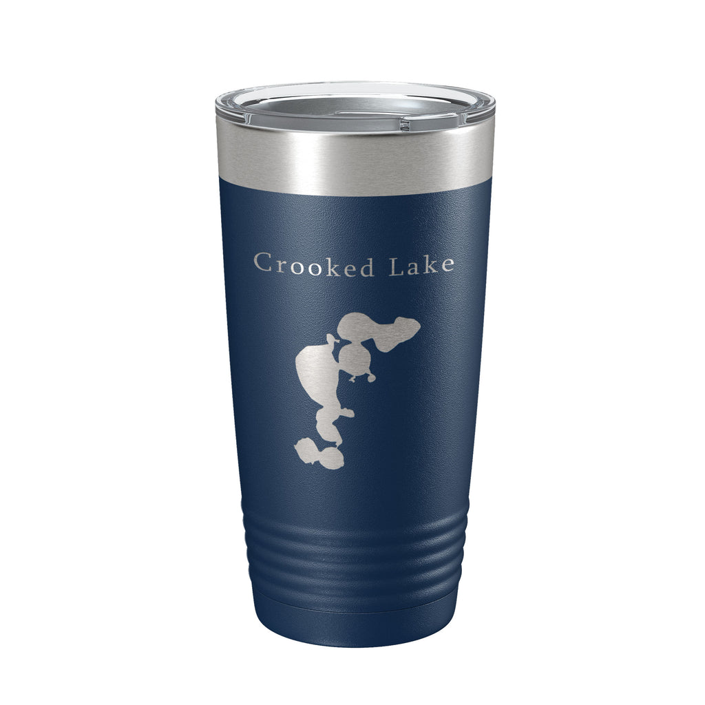 Crooked Lake Map Tumbler Travel Mug Insulated Laser Engraved Coffee Cup Florida 20 oz