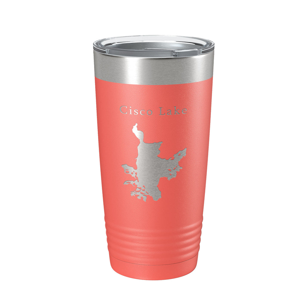 Cisco Lake Map Tumbler Travel Mug Insulated Laser Engraved Coffee Cup Michigan 20 oz