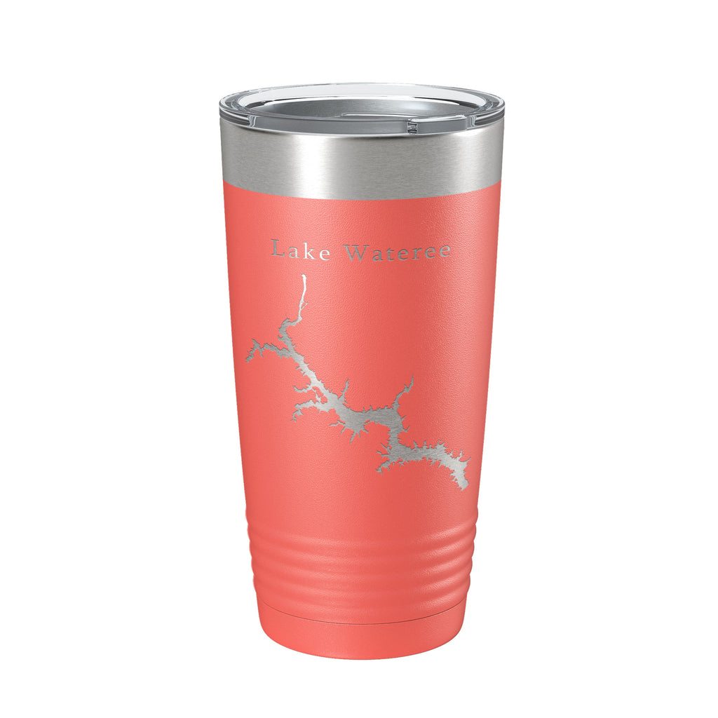 Lake Wateree Stumpy Pond Map Tumbler Travel Mug Insulated Laser Engraved Coffee Cup South Carolina 20 oz