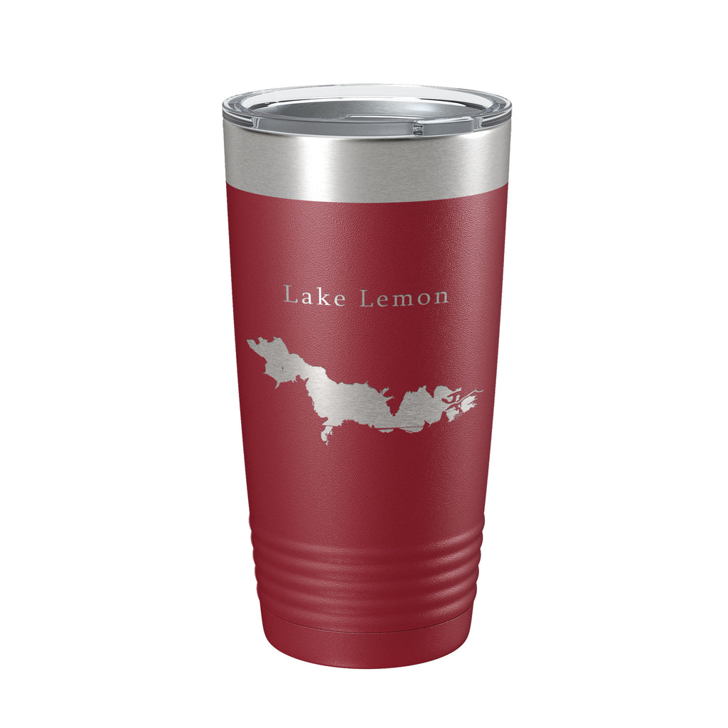 Lake Lemon Map Tumbler Travel Mug Insulated Laser Engraved Coffee Cup Indiana 20 oz