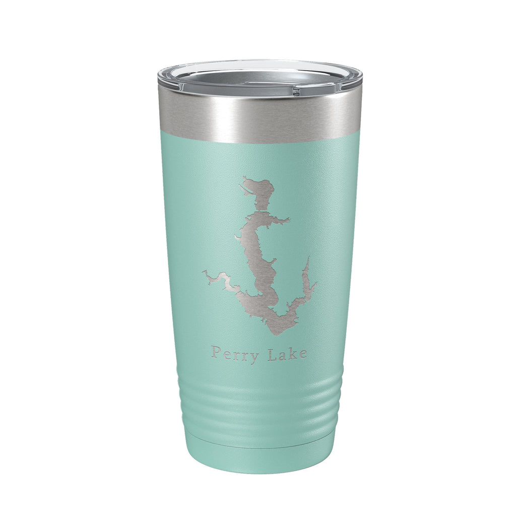 Perry Lake Map Tumbler Travel Mug Insulated Laser Engraved Coffee Cup Kansas 20 oz