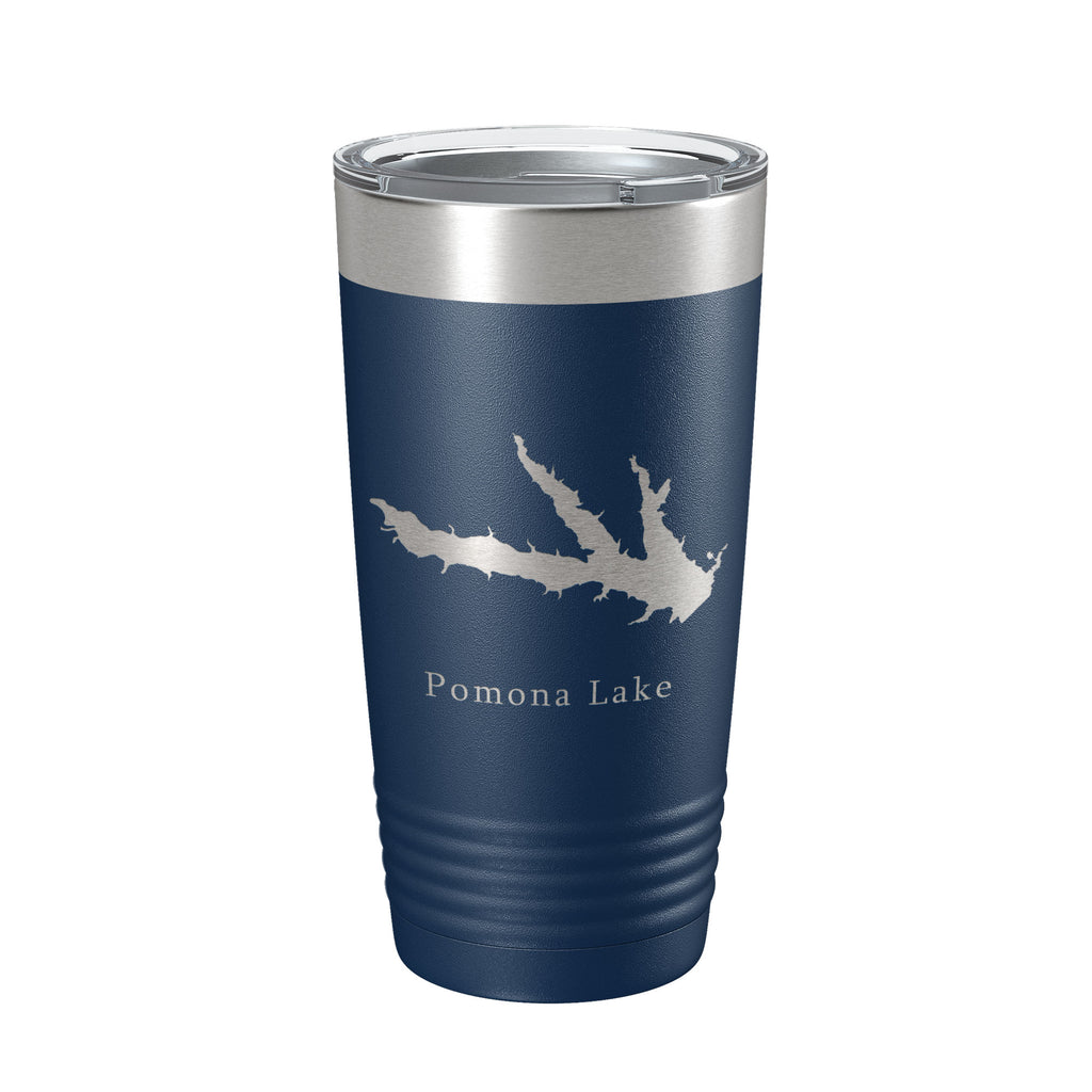 Pomona Lake Map Tumbler Travel Mug Insulated Laser Engraved Coffee Cup Kansas 20 oz