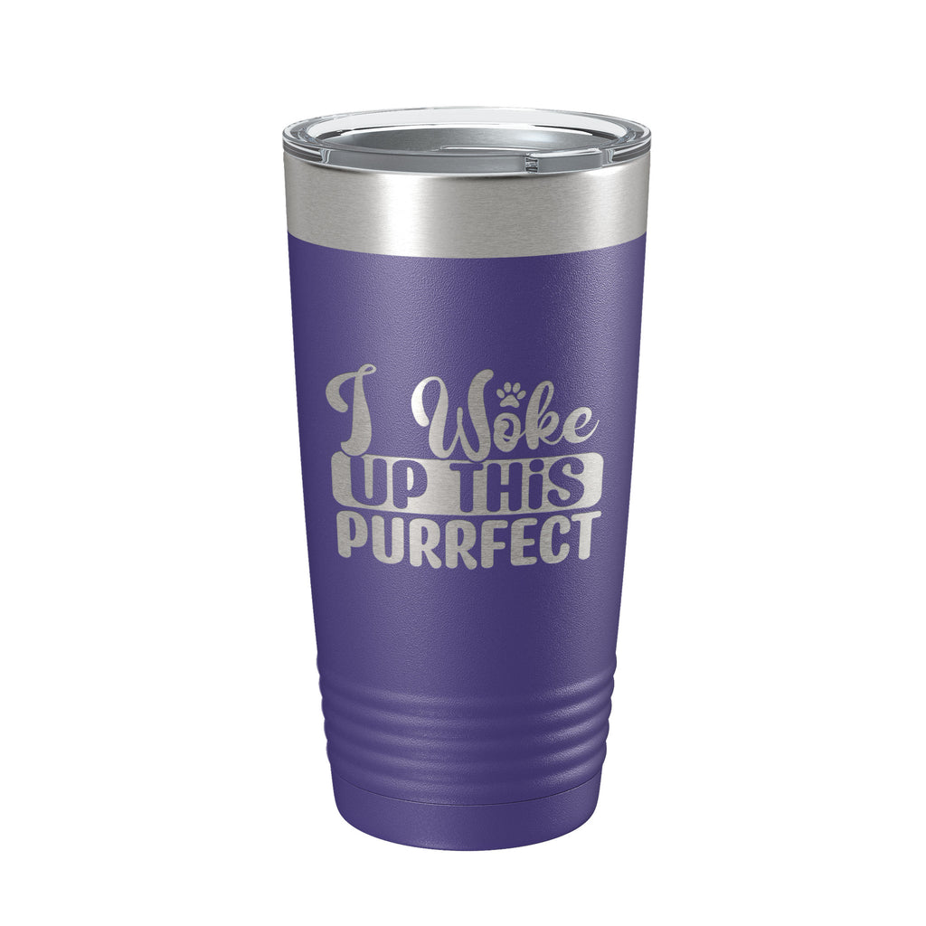 I Woke Up This Purrfect Tumbler Travel Mug Funny Cat Lover Gift Insulated Laser Engraved Coffee Cup 20 oz