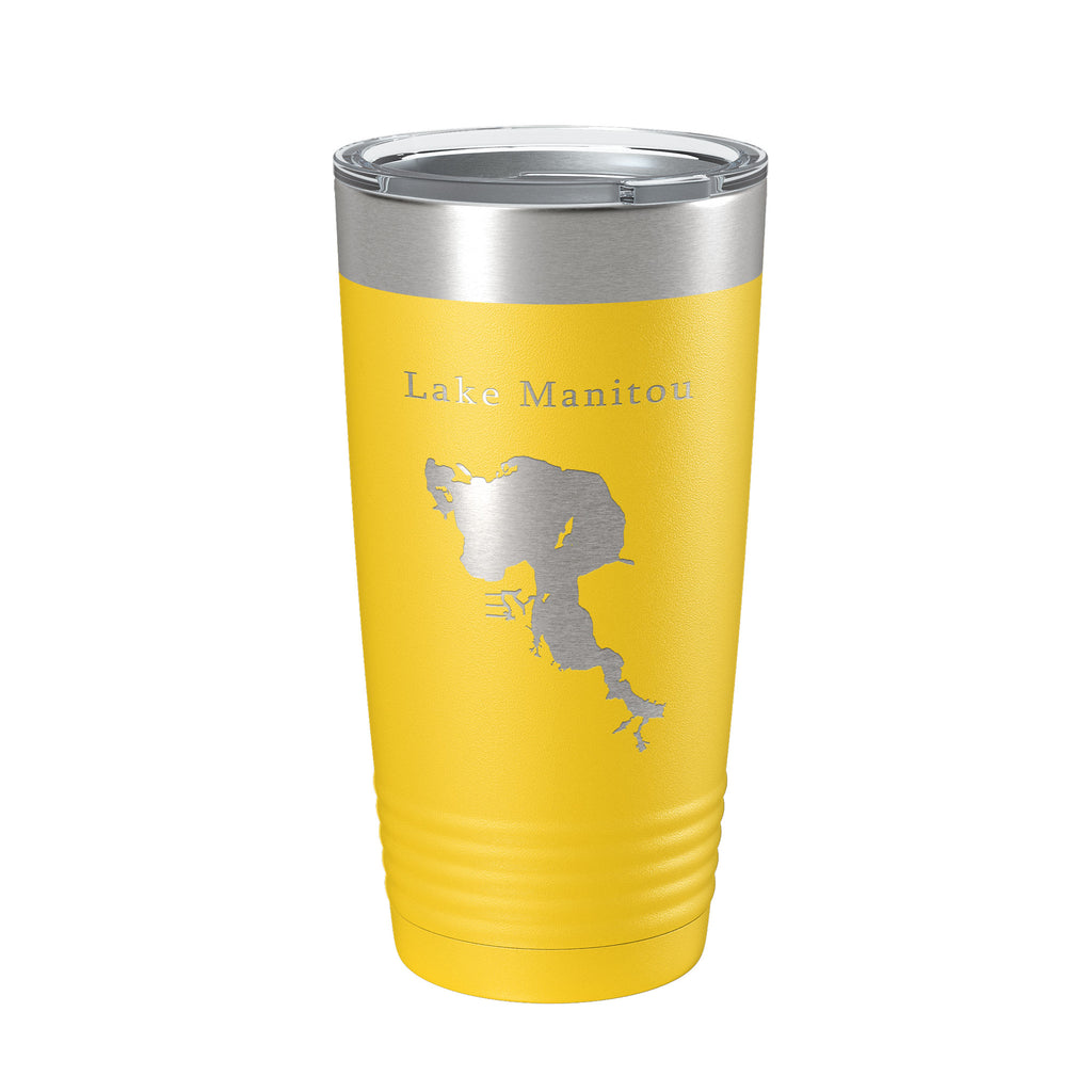 Lake Manitou Map Tumbler Travel Mug Insulated Laser Engraved Coffee Cup Indiana 20 oz