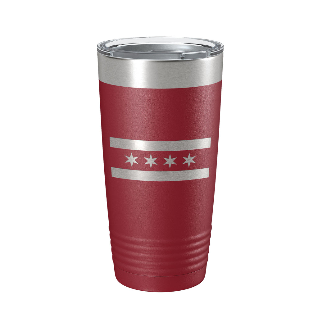 Chicago IL Flag Tumbler Chitown Travel Mug Gift Insulated Laser Engraved Coffee Cup 20 oz