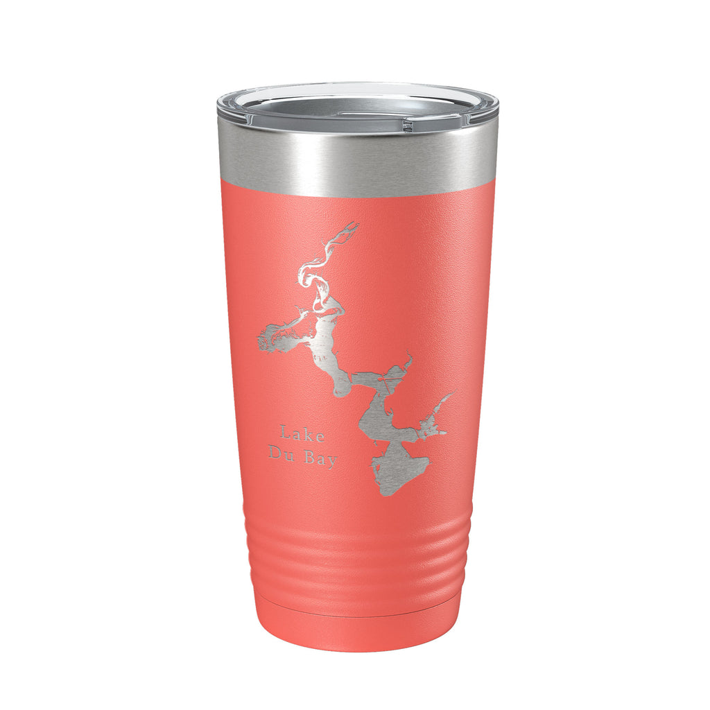 Lake Du Bay Map Tumbler Travel Mug Insulated Laser Engraved Coffee Cup Wisconsin 20 oz