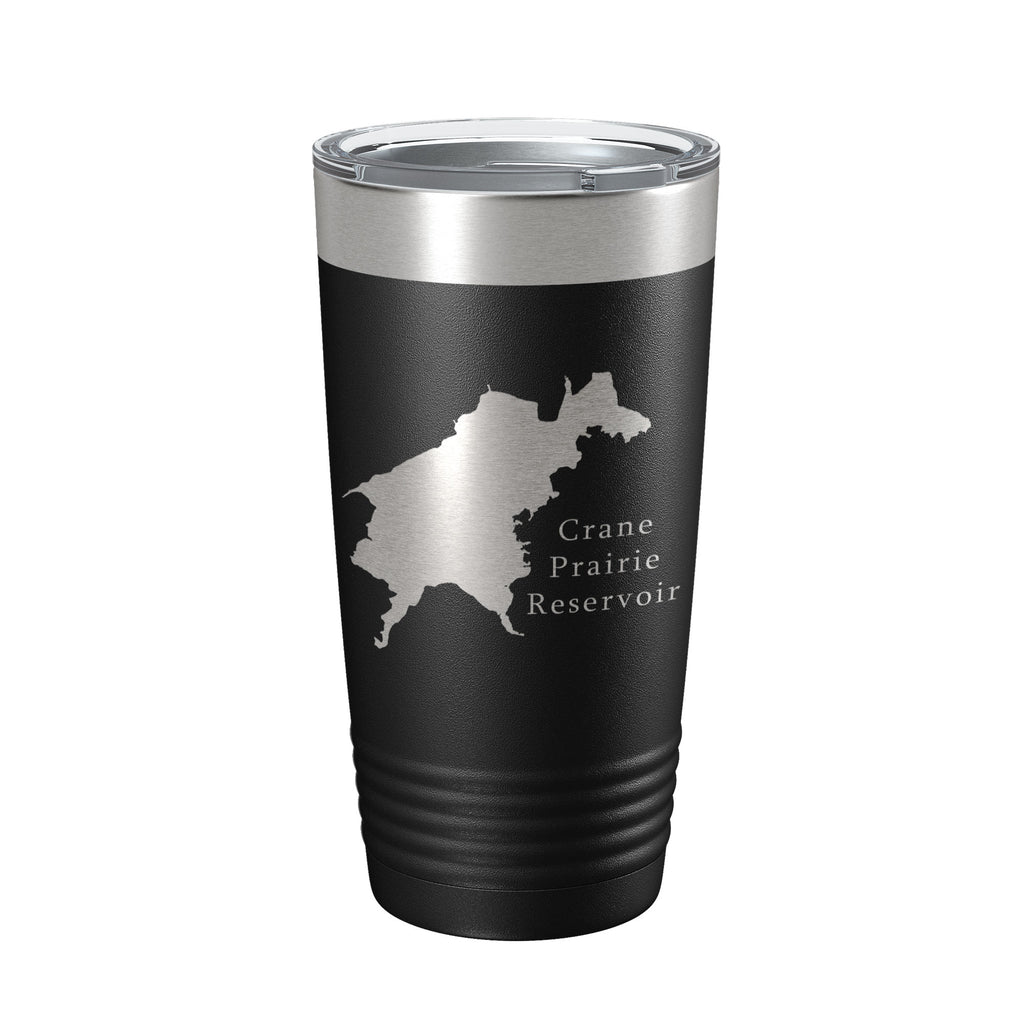 Crane Prairie Reservoir Tumbler Lake Map Travel Mug Insulated Laser Engraved Coffee Cup Oregon 20 oz