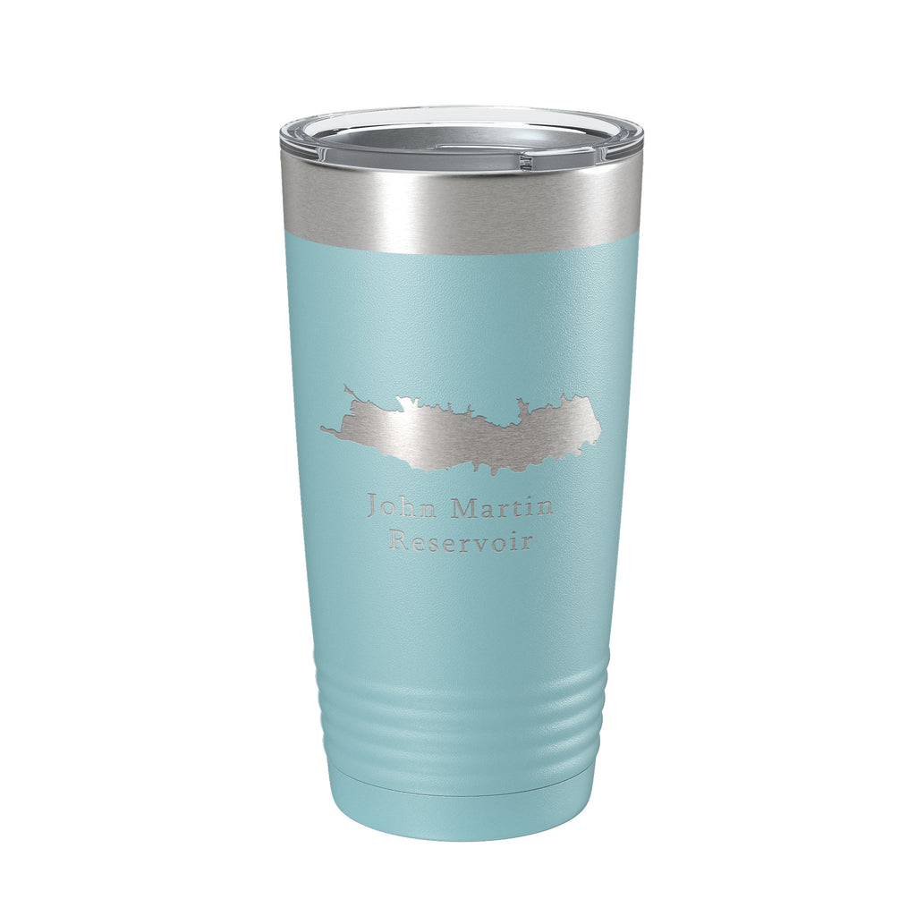 John Martin Reservoir Tumbler Lake Map Travel Mug Insulated Laser Engraved Coffee Cup Colorado 20 oz