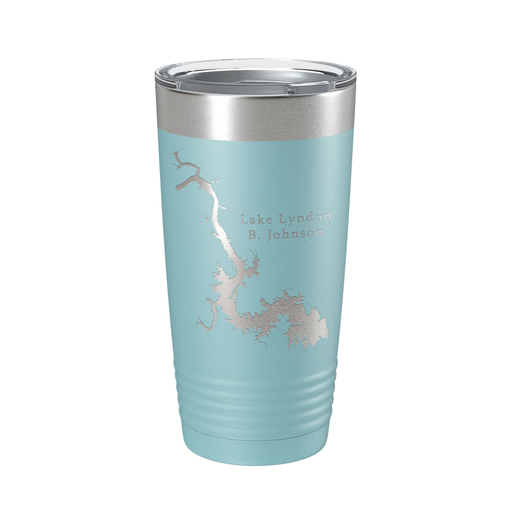 Lake Lyndon B. Johnson Map Tumbler Travel Mug Insulated Laser Engraved Coffee Cup Texas 20 oz