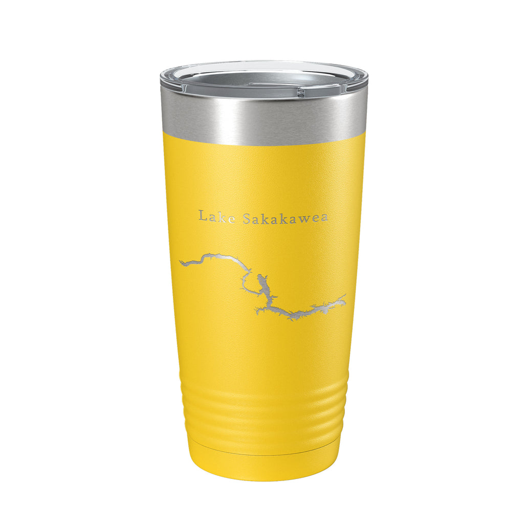 Lake Sakakawea Map Tumbler Travel Mug Insulated Laser Engraved Coffee Cup North Dakota 20 oz