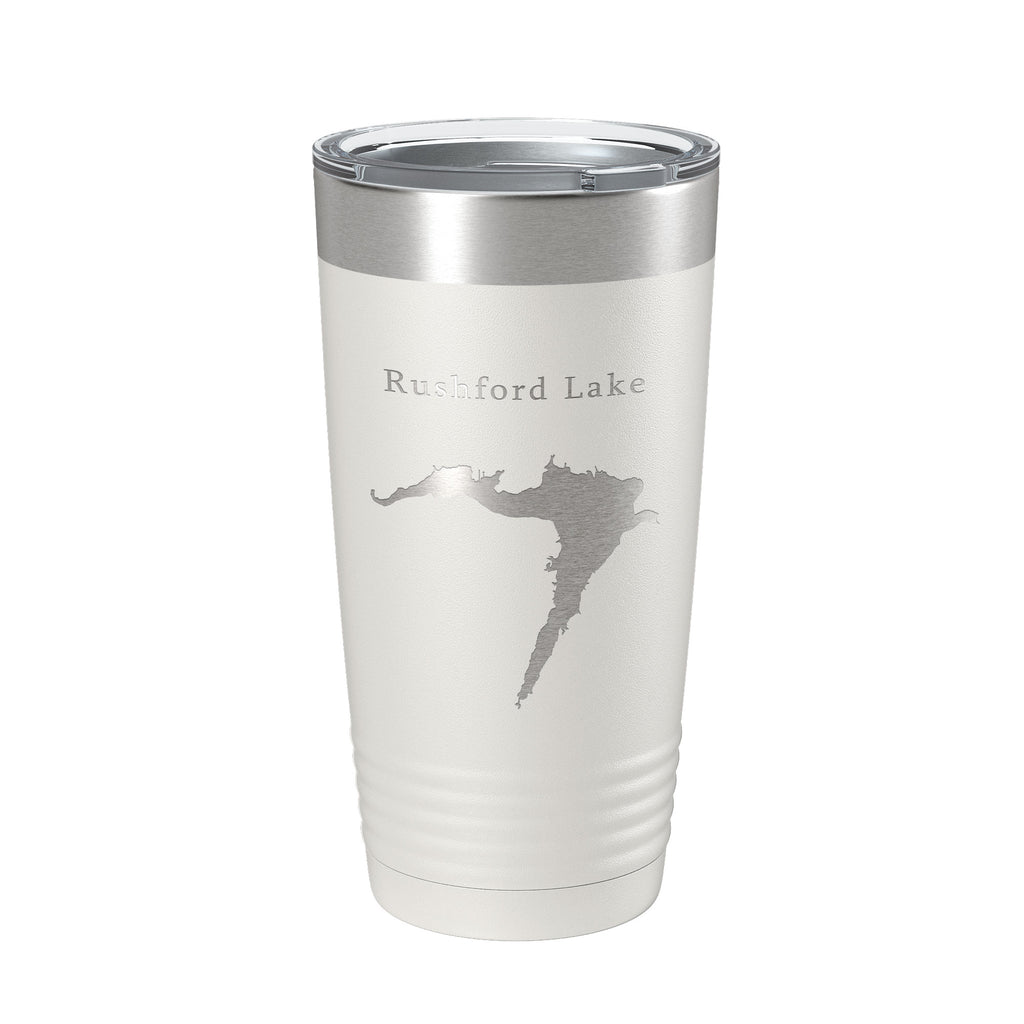 Rushford Lake Map Tumbler Travel Mug Insulated Laser Engraved Coffee Cup New York 20 oz