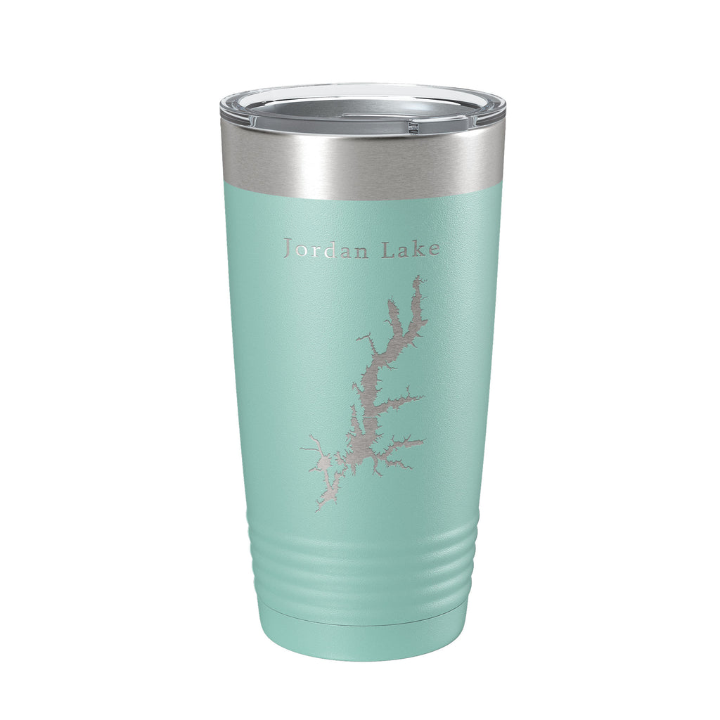 Jordan Lake B. Everett Map Tumbler Travel Mug Insulated Laser Engraved Coffee Cup North Carolina 20 oz