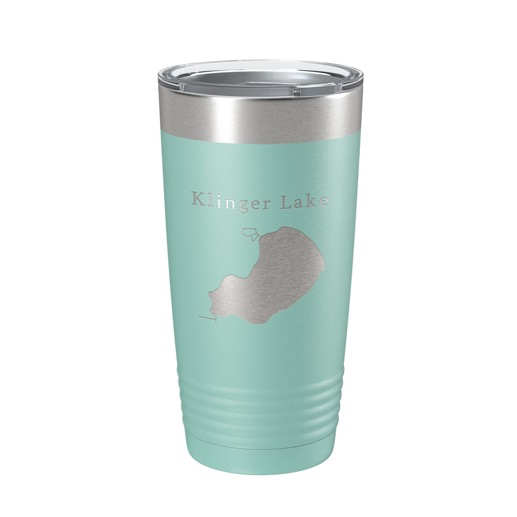 Klinger Lake Map Tumbler Travel Mug Insulated Laser Engraved Coffee Cup Michigan 20 oz