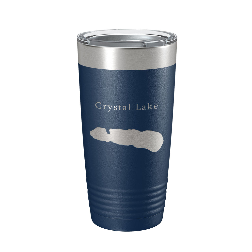 Crystal Lake Map Tumbler Travel Mug Insulated Laser Engraved Coffee Cup Illinois 20 oz