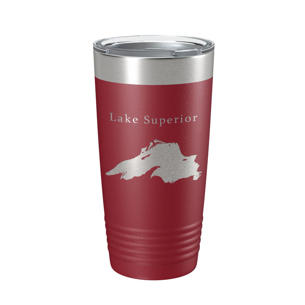 Lake Superior Map Tumbler Travel Mug Insulated Laser Engraved Coffee Cup Michigan Minnesota Wisconsin 20 oz