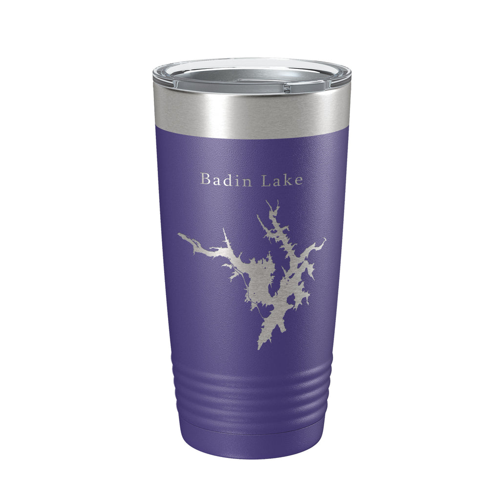 Badin Lake Map Tumbler Travel Mug Insulated Laser Engraved Coffee Cup North Carolina 20 oz