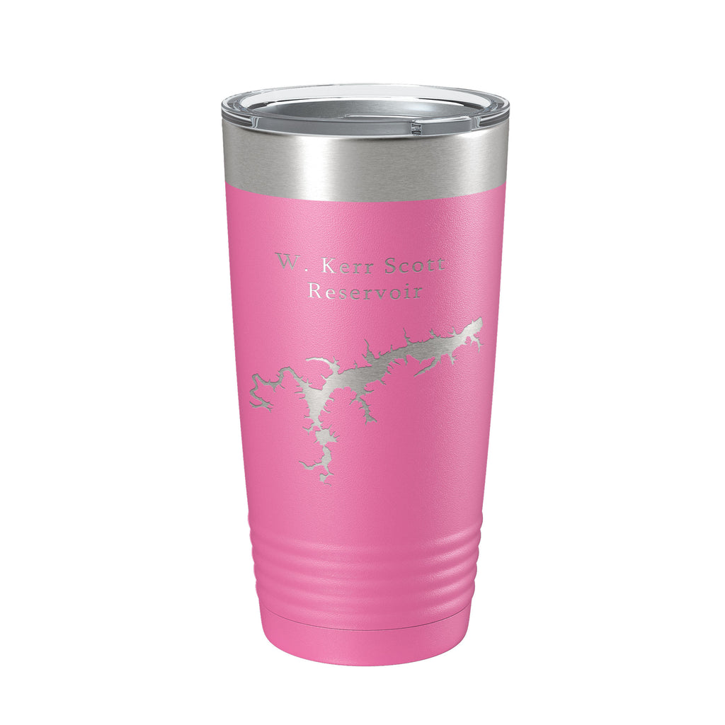 W. Kerr Scott Reservoir Tumbler Lake Map Travel Mug Insulated Laser Engraved Coffee Cup North Carolina 20 oz