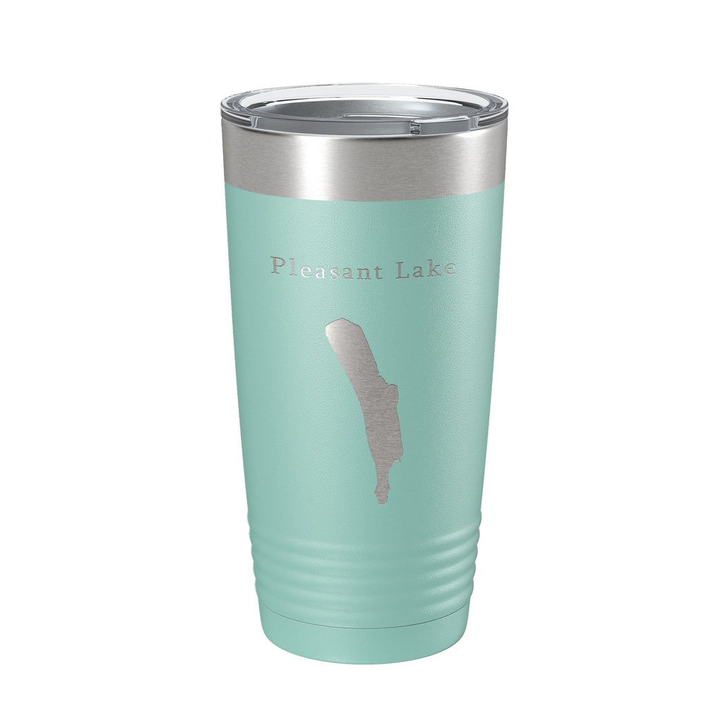 Pleasant Lake Map Tumbler Travel Mug Insulated Laser Engraved Coffee Cup Maine 20 oz