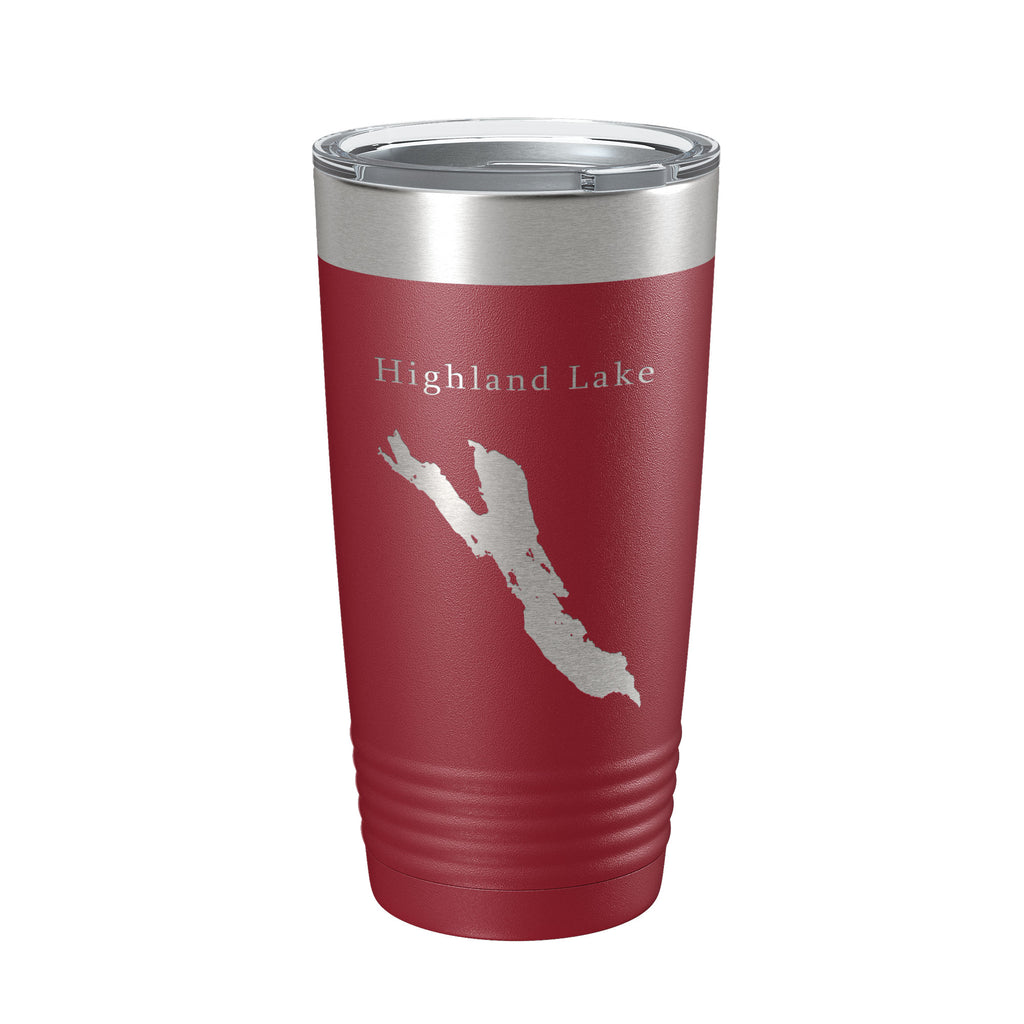 Highland Lake Bridgton Map Tumbler Travel Mug Insulated Laser Engraved Coffee Cup Maine 20 oz