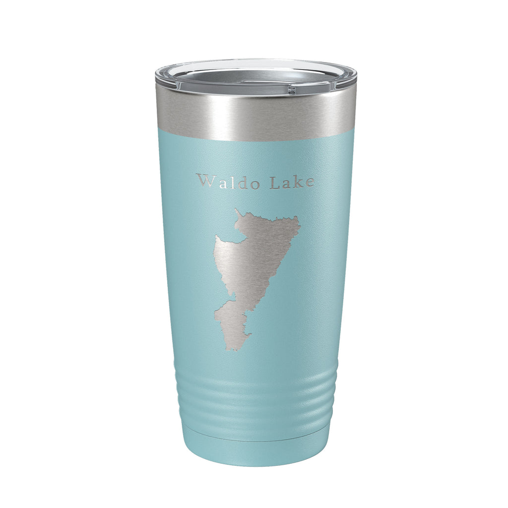 Waldo Lake Map Tumbler Travel Mug Insulated Laser Engraved Coffee Cup Oregon 20 oz