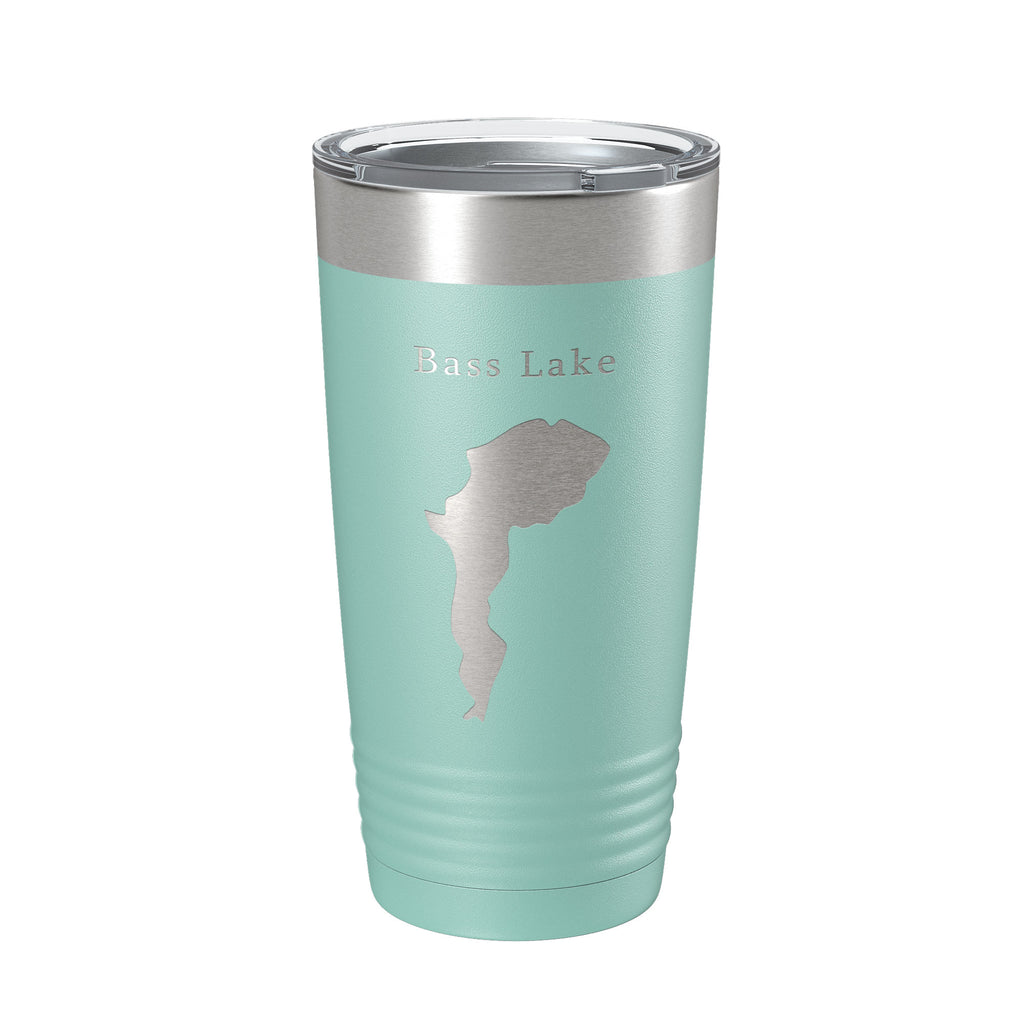 Bass Lake Map Tumbler Travel Mug Insulated Laser Engraved Coffee Cup North Carolina 20 oz