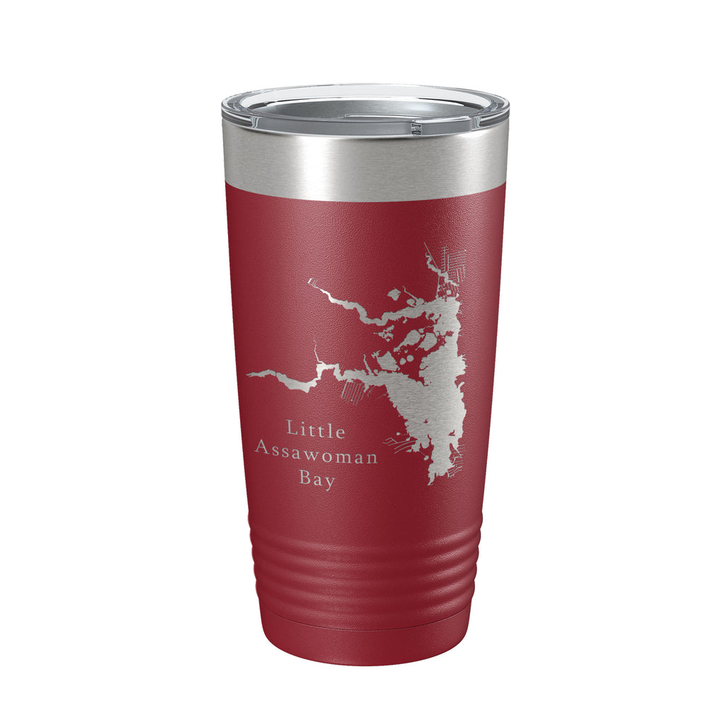 Little Assawoman Bay Tumbler Lake Map Travel Mug Insulated Laser Engraved Coffee Cup Delaware 20 oz