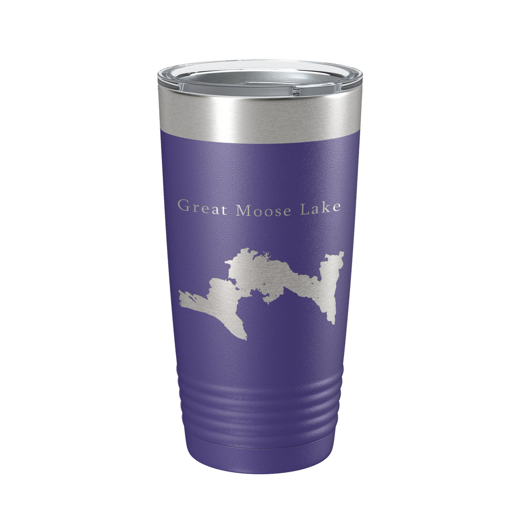 Great Moose Lake Map Tumbler Travel Mug Insulated Laser Engraved Coffee Cup Maine 20 oz