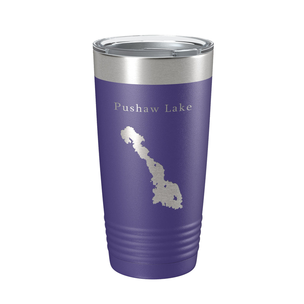 Pushaw Lake Map Tumbler Travel Mug Insulated Laser Engraved Coffee Cup Maine 20 oz