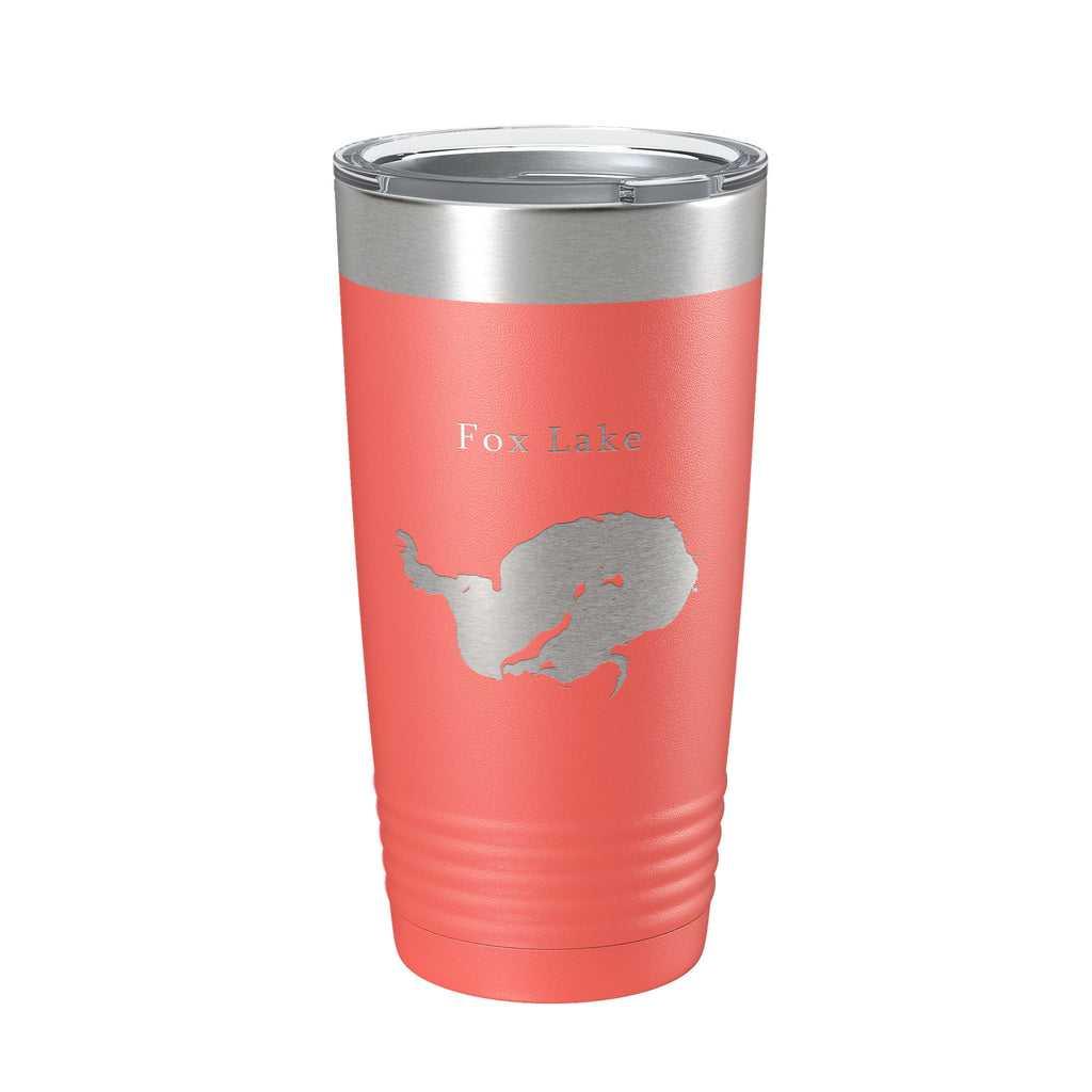 Fox Lake Map Tumbler Travel Mug Insulated Laser Engraved Coffee Cup Wisconsin 20 oz