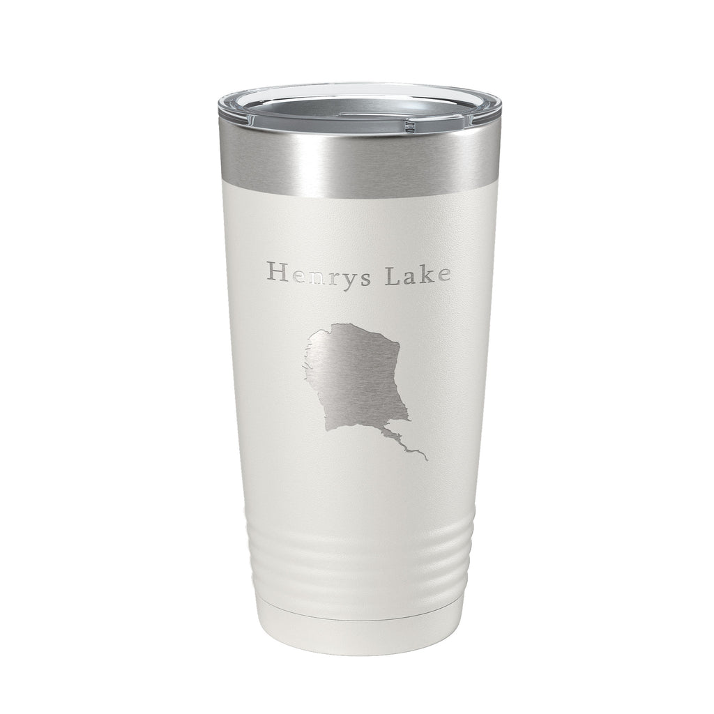 Henrys Lake Map Tumbler Travel Mug Insulated Laser Engraved Coffee Cup Idaho 20 oz