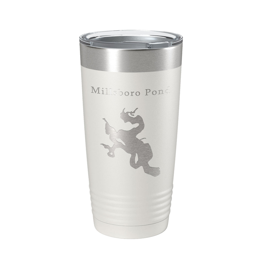 Millsboro Pond Tumbler Lake Map Travel Mug Insulated Laser Engraved Coffee Cup Delaware 20 oz