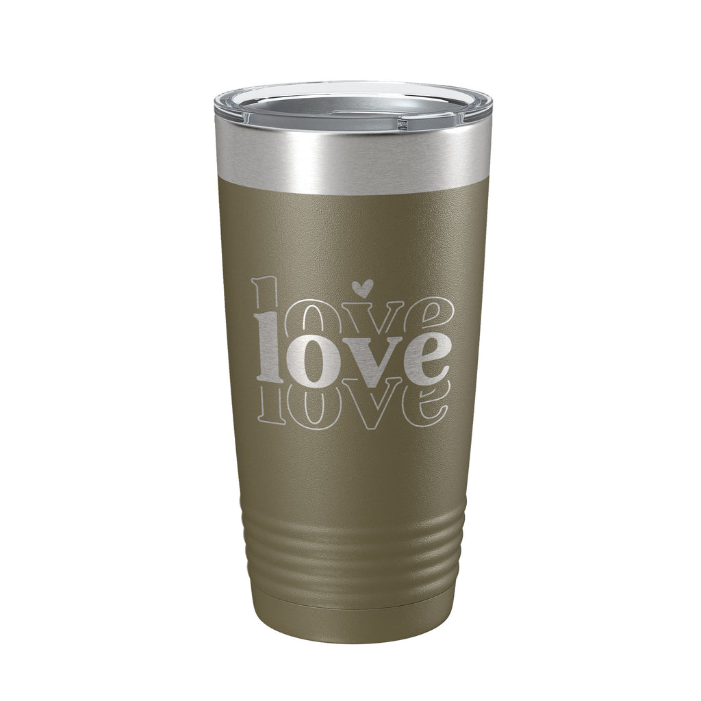 Love Love Love Tumbler Travel Mug Insulated Laser Engraved Coffee Cup 20 oz