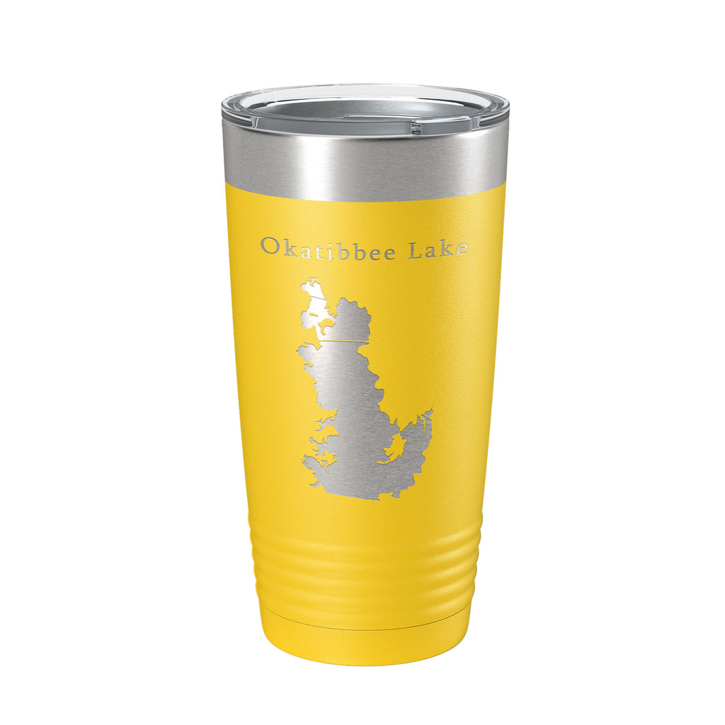 Okatibbee Lake Map Tumbler Travel Mug Insulated Laser Engraved Coffee Cup Mississippi 20 oz