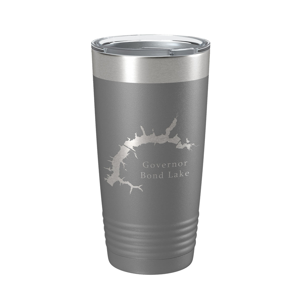 Governor Bond Lake Map Tumbler Travel Mug Insulated Laser Engraved Coffee Cup Illinois 20 oz