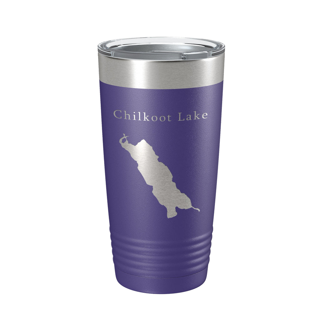 Chilkoot Lake Map Tumbler Travel Mug Insulated Laser Engraved Coffee Cup Alaska 20 oz