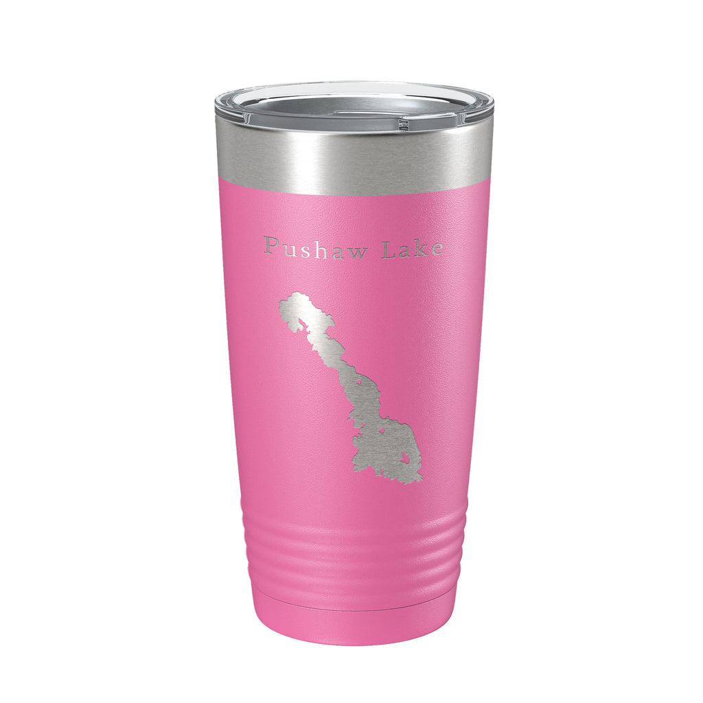 Pushaw Lake Map Tumbler Travel Mug Insulated Laser Engraved Coffee Cup Maine 20 oz