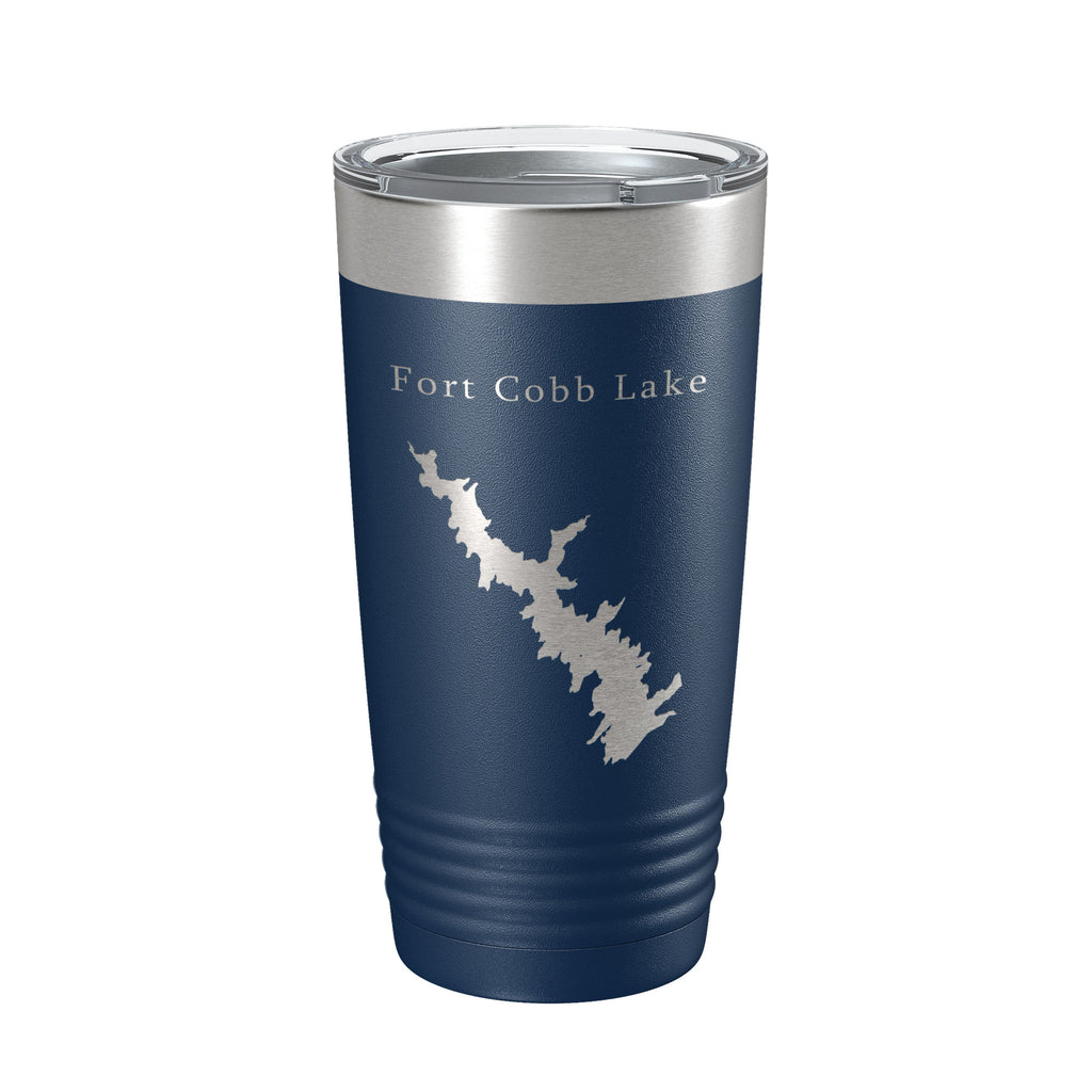 Fort Cobb Lake Map Tumbler Travel Mug Insulated Laser Engraved Coffee Cup Oklahoma 20 oz