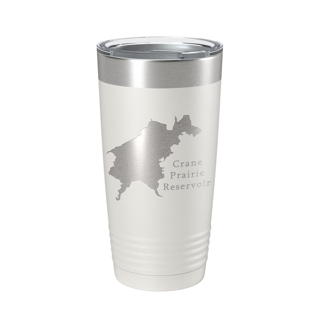 Crane Prairie Reservoir Tumbler Lake Map Travel Mug Insulated Laser Engraved Coffee Cup Oregon 20 oz