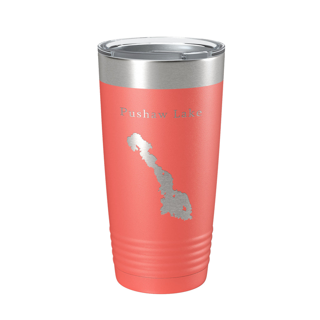 Pushaw Lake Map Tumbler Travel Mug Insulated Laser Engraved Coffee Cup Maine 20 oz