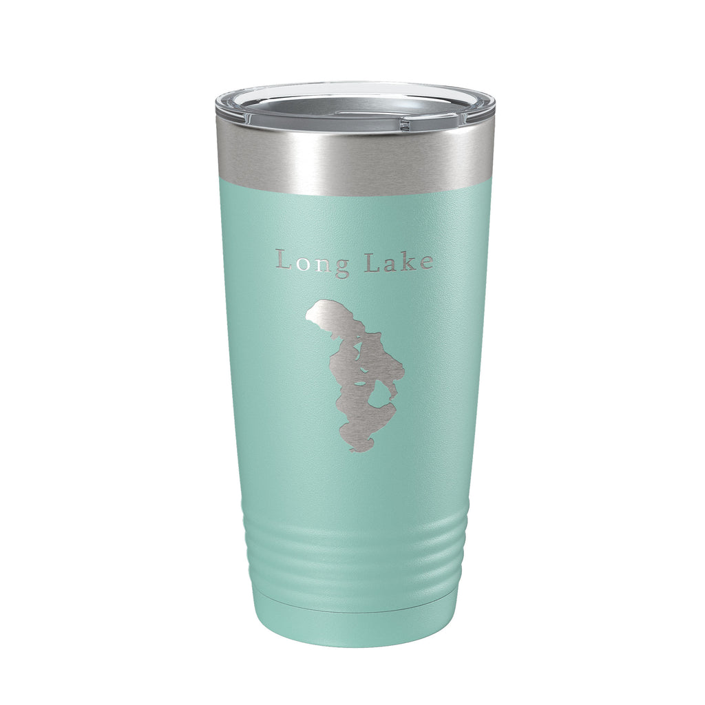 Long Lake Map Tumbler Travel Mug Insulated Laser Engraved Coffee Cup Grand Traverse County Michigan 20 oz