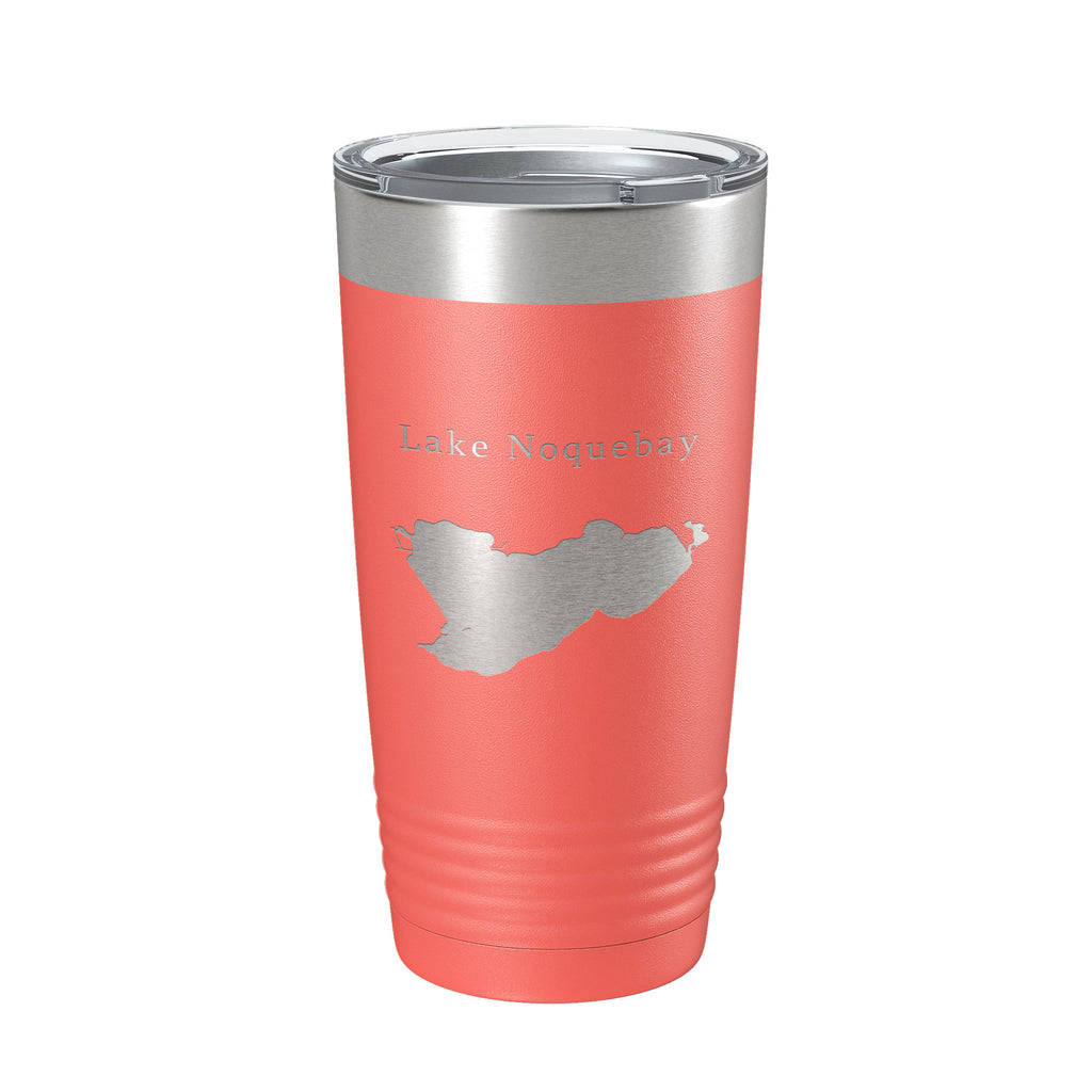 Lake Noquebay Map Tumbler Travel Mug Insulated Laser Engraved Coffee Cup Wisconsin 20 oz