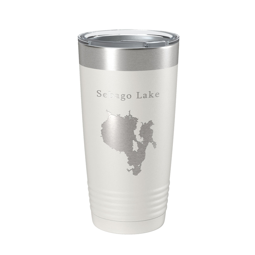 Sebago Lake Map Tumbler Travel Mug Insulated Laser Engraved Coffee Cup Maine 20 oz