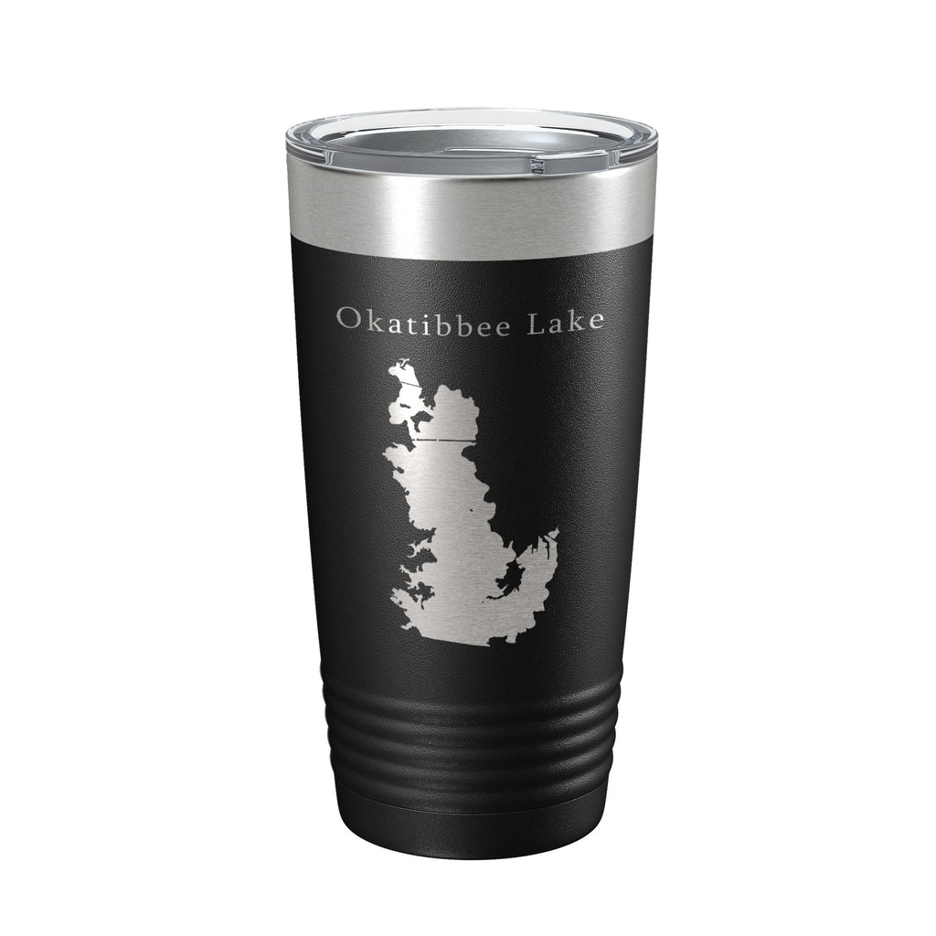 Okatibbee Lake Map Tumbler Travel Mug Insulated Laser Engraved Coffee Cup Mississippi 20 oz