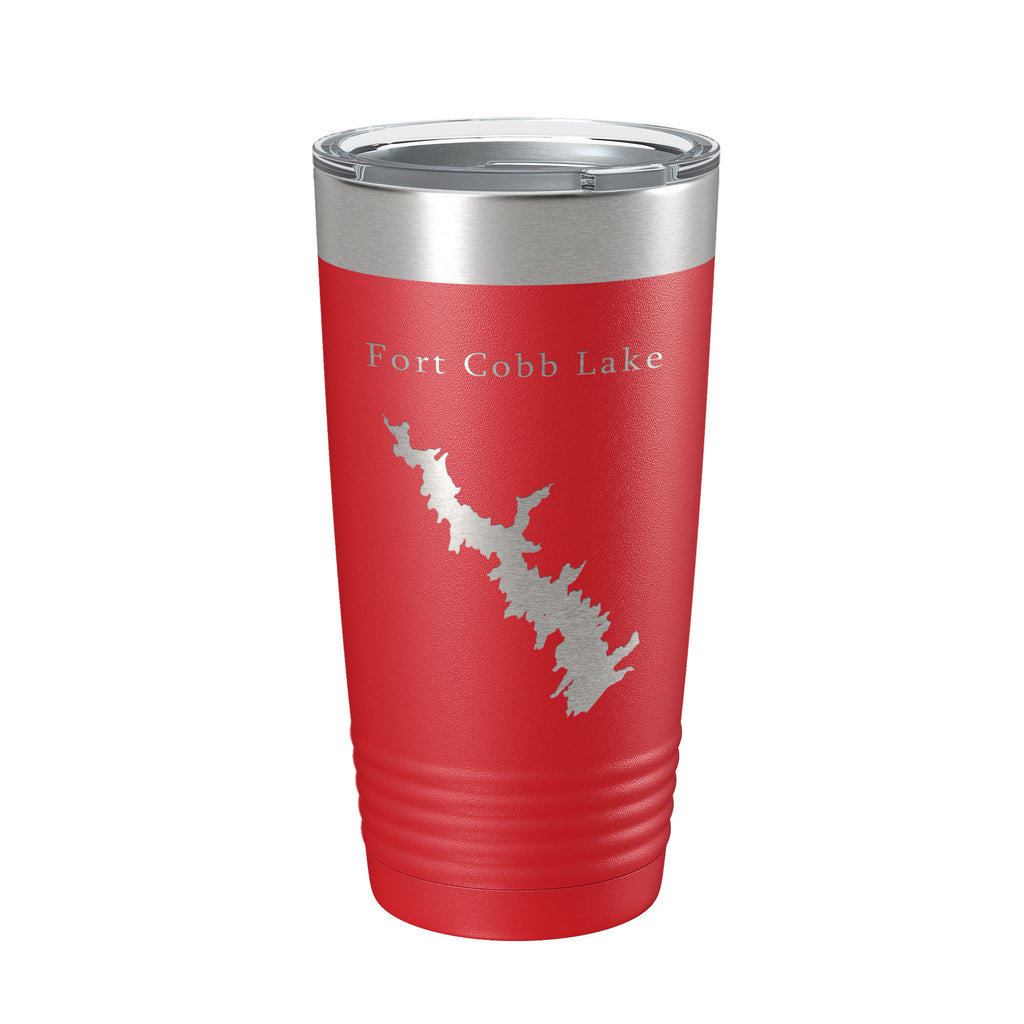 Fort Cobb Lake Map Tumbler Travel Mug Insulated Laser Engraved Coffee Cup Oklahoma 20 oz