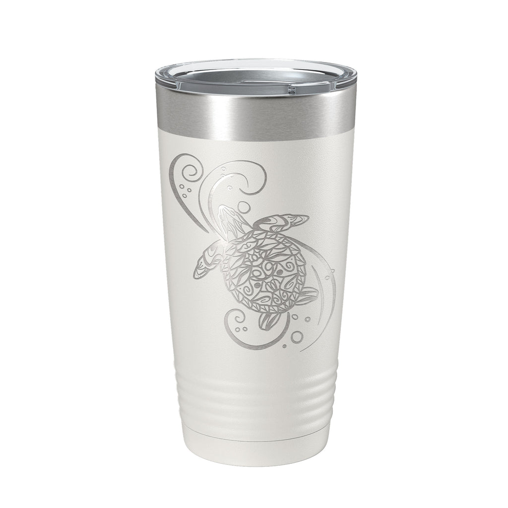 Sea Turtle Mandala Tumbler Travel Mug Insulated Laser Engraved Coffee Cup Turtle Zentangle Pattern Design Gift 20 oz